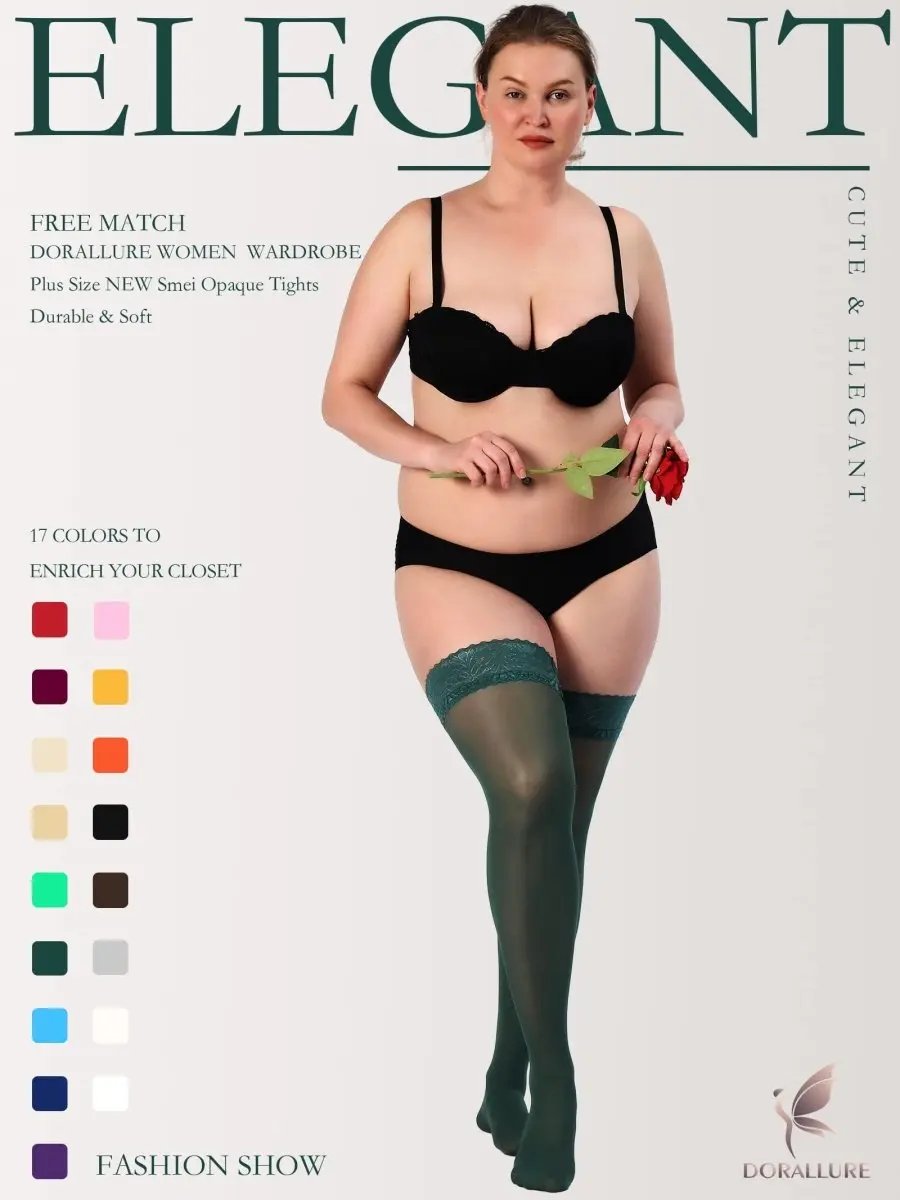 Plus Size Thigh High Stockings Silky Pantyhose - Love Salve